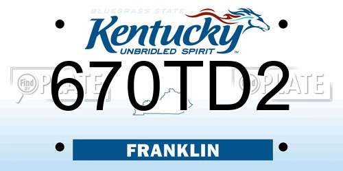 670TD2 Kentucky License Plate