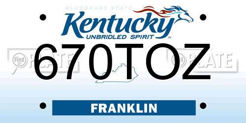 670TOZ Kentucky License Plate