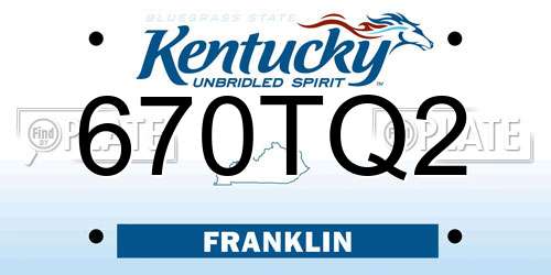 670TQ2 Kentucky License Plate