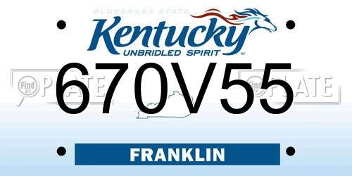 670V55 Kentucky License Plate