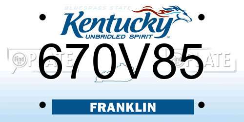 670V85 Kentucky License Plate