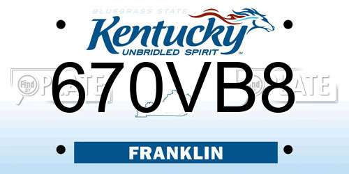670VB8 Kentucky License Plate