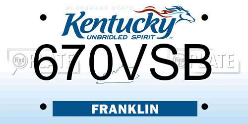 670VSB Kentucky License Plate