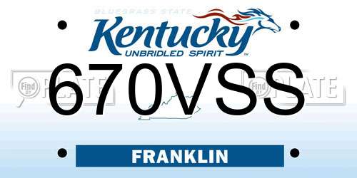 670VSS Kentucky License Plate
