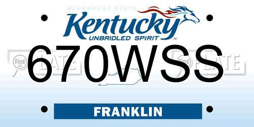 670WSS Kentucky License Plate