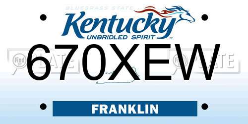670XEW Kentucky License Plate