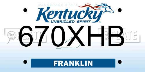 670XHB Kentucky License Plate