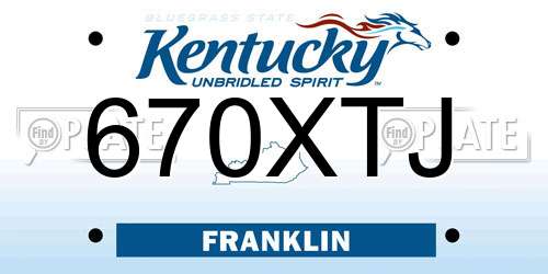 670XTJ Kentucky License Plate