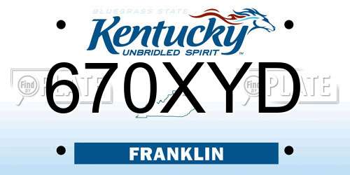 670XYD Kentucky License Plate