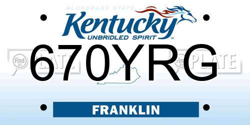 670YRG Kentucky License Plate