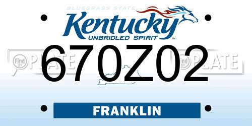 670Z02 Kentucky License Plate