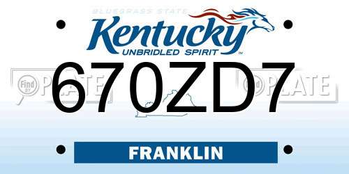 670ZD7 Kentucky License Plate