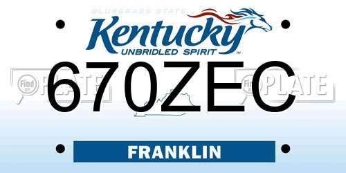 670ZEC Kentucky License Plate