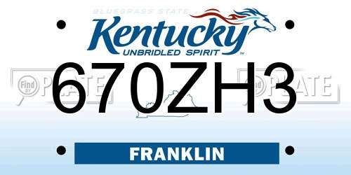 670ZH3 Kentucky License Plate
