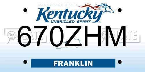 670ZHM Kentucky License Plate