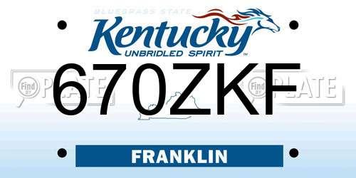 670ZKF Kentucky License Plate