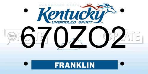 670ZO2 Kentucky License Plate