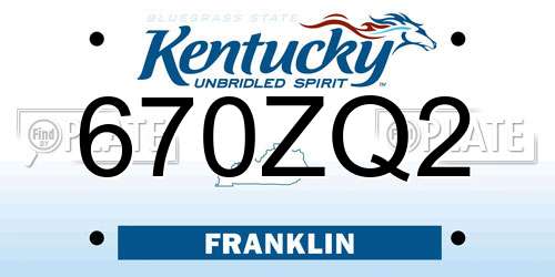 670ZQ2 Kentucky License Plate