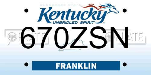 670ZSN Kentucky License Plate