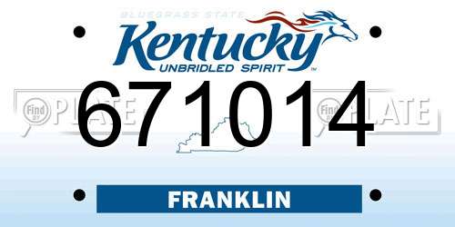 671014 Kentucky License Plate