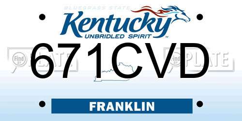 671CVD Kentucky License Plate