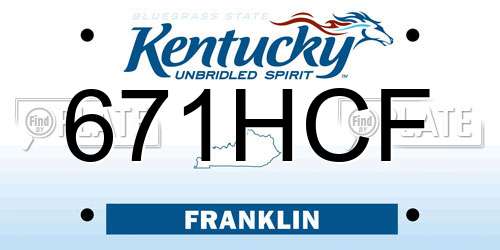 671HCF Kentucky License Plate