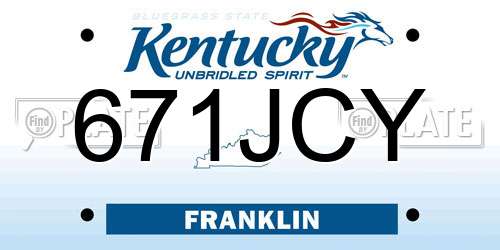 671JCY Kentucky License Plate
