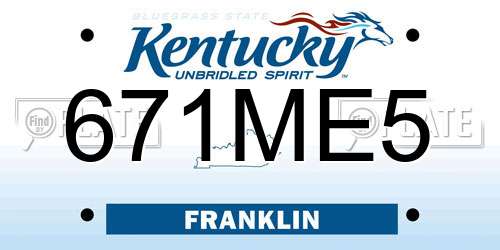 671ME5 Kentucky License Plate