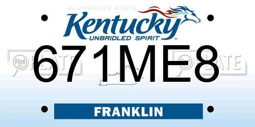 671ME8 Kentucky License Plate