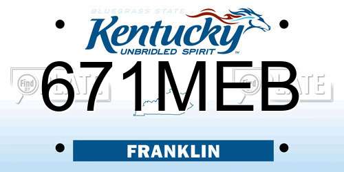 671MEB Kentucky License Plate