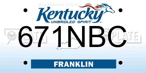 671NBC Kentucky License Plate