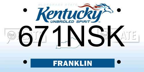 671NSK Kentucky License Plate