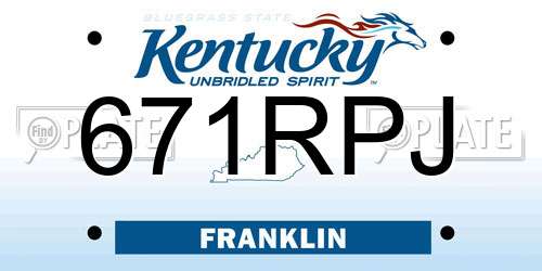 671RPJ Kentucky License Plate