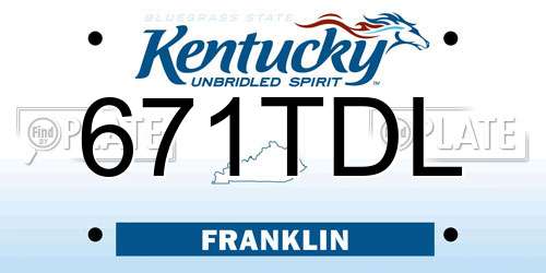 671TDL Kentucky License Plate