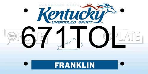 671TOL Kentucky License Plate