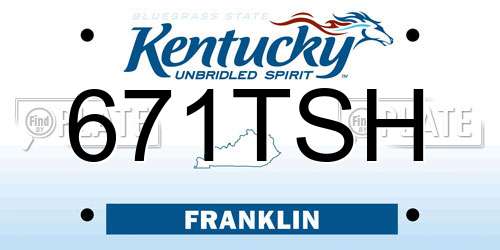 671TSH Kentucky License Plate