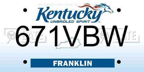 671VBW Kentucky License Plate