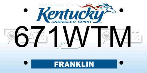 671WTM Kentucky License Plate