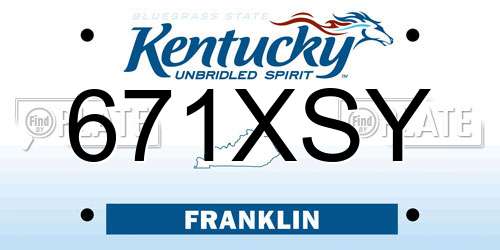 671XSY Kentucky License Plate