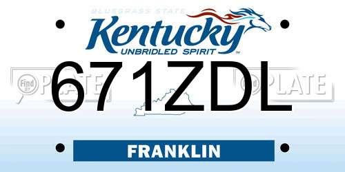 671ZDL Kentucky License Plate