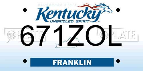 671ZOL Kentucky License Plate