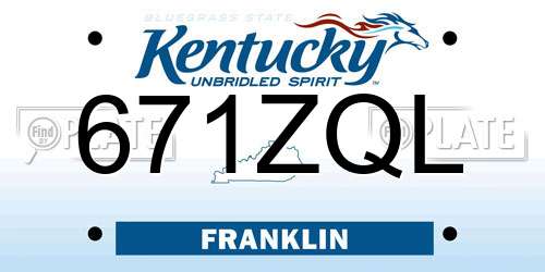 671ZQL Kentucky License Plate
