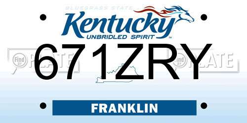 671ZRY Kentucky License Plate