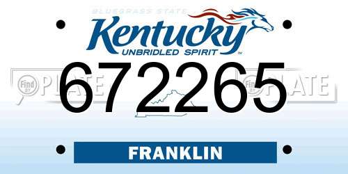 672265 Kentucky License Plate