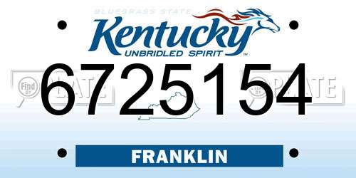 6725154 Kentucky License Plate