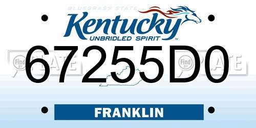 67255D0 Kentucky License Plate