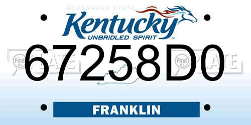 67258D0 Kentucky License Plate