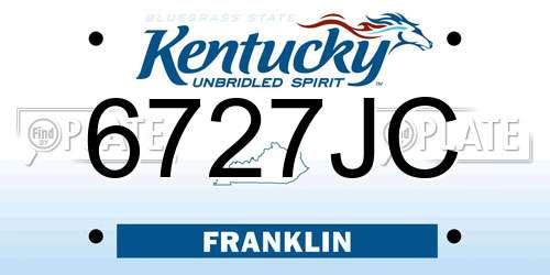6727JC Kentucky License Plate