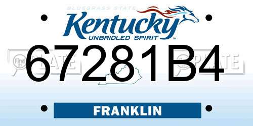 67281B4 Kentucky License Plate