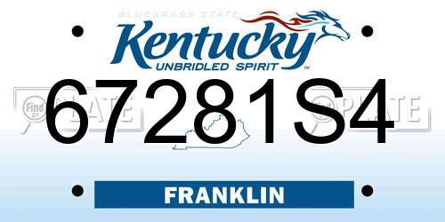 67281S4 Kentucky License Plate